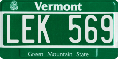 VT license plate LEK569