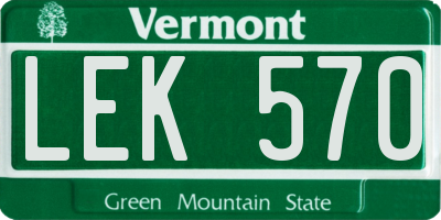 VT license plate LEK570