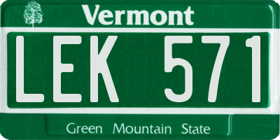 VT license plate LEK571