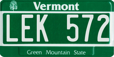 VT license plate LEK572
