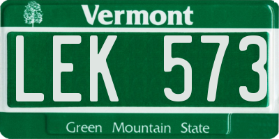 VT license plate LEK573