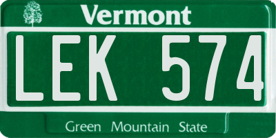 VT license plate LEK574
