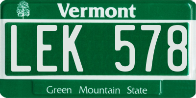VT license plate LEK578