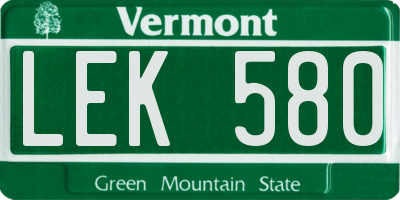 VT license plate LEK580