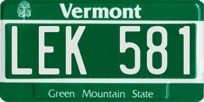 VT license plate LEK581