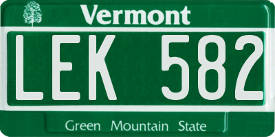 VT license plate LEK582