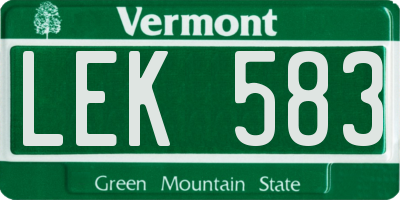VT license plate LEK583