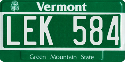 VT license plate LEK584