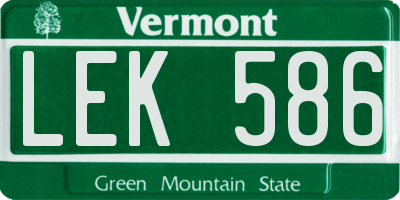 VT license plate LEK586