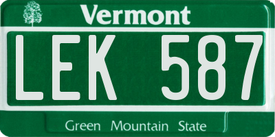 VT license plate LEK587