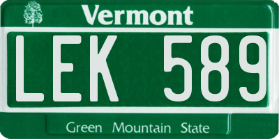 VT license plate LEK589