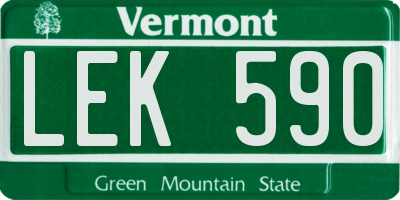 VT license plate LEK590