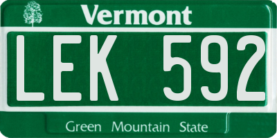 VT license plate LEK592
