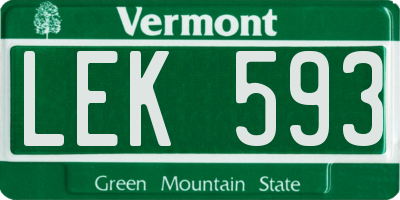 VT license plate LEK593
