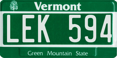 VT license plate LEK594