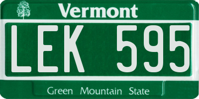 VT license plate LEK595