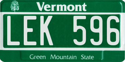 VT license plate LEK596