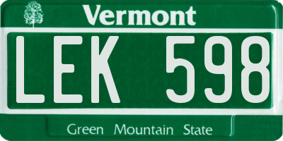 VT license plate LEK598
