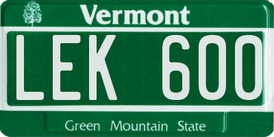 VT license plate LEK600