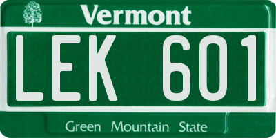 VT license plate LEK601