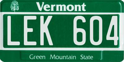 VT license plate LEK604