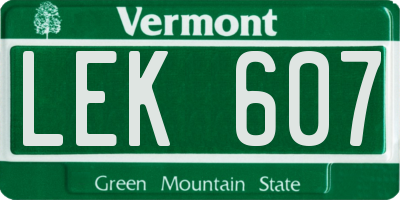 VT license plate LEK607