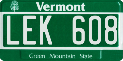 VT license plate LEK608
