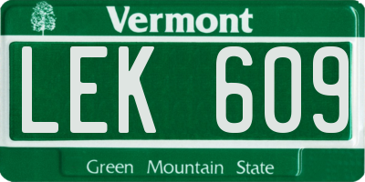 VT license plate LEK609