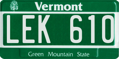 VT license plate LEK610