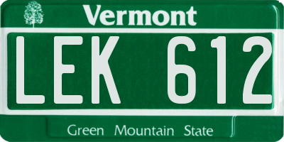 VT license plate LEK612