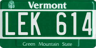VT license plate LEK614