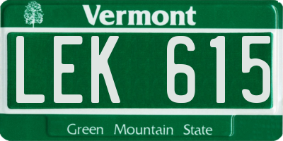 VT license plate LEK615
