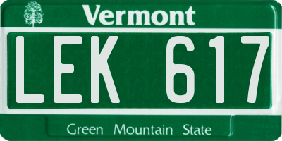 VT license plate LEK617