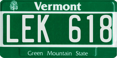 VT license plate LEK618