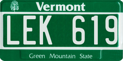 VT license plate LEK619
