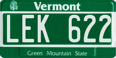VT license plate LEK622