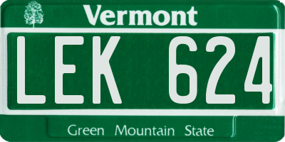 VT license plate LEK624
