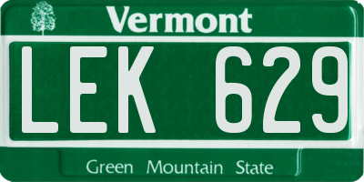 VT license plate LEK629