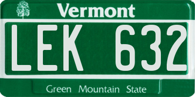 VT license plate LEK632