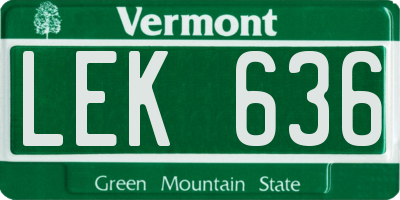 VT license plate LEK636