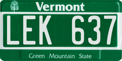 VT license plate LEK637
