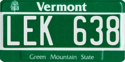 VT license plate LEK638