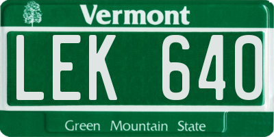 VT license plate LEK640