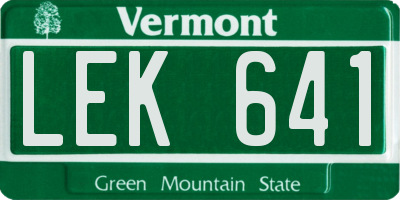 VT license plate LEK641