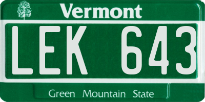 VT license plate LEK643