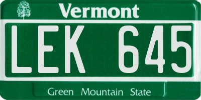 VT license plate LEK645