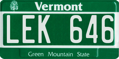 VT license plate LEK646