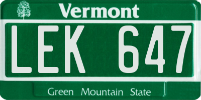 VT license plate LEK647