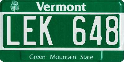 VT license plate LEK648
