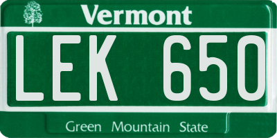 VT license plate LEK650